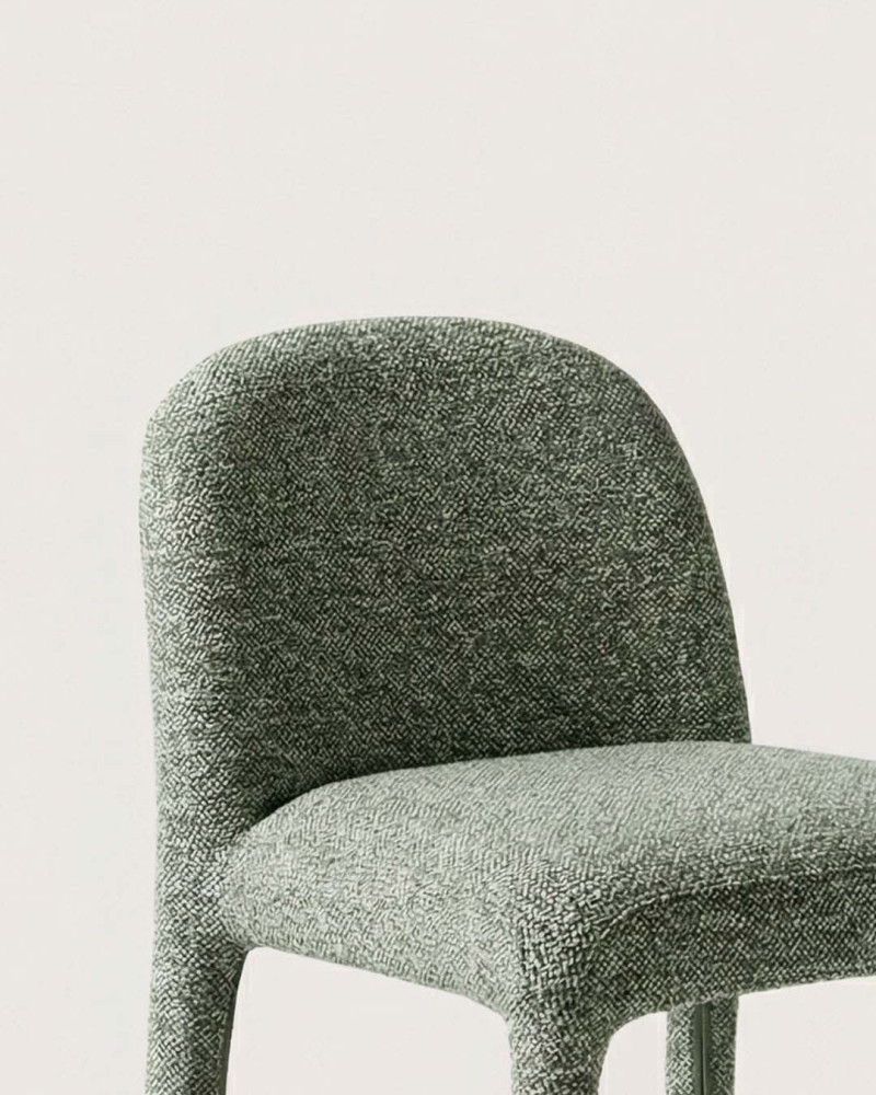 Taburete alto  patas tapizadas CORTIN detalle de respaldo