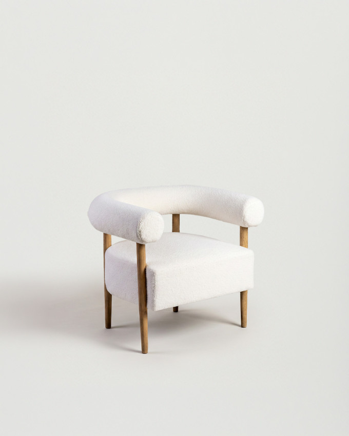 Butaca tapizad beige-madera  EVORA