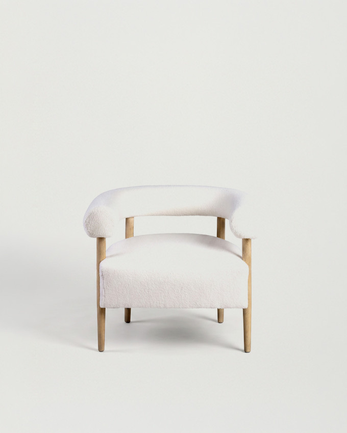 Butaca tapizad beige-madera  EVORA