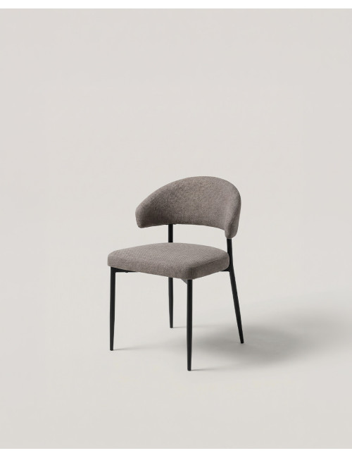 Vista perspectiva Pack 2 sillas comedor taupe ELSA