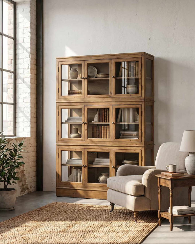 Vitrina madera  y puertas cristal NOREVA