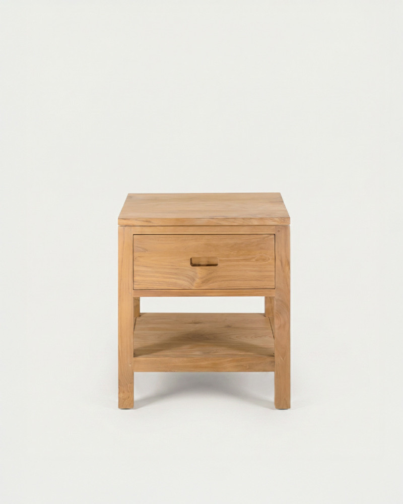 Mesita Teka 1 Cajón Estante ANTOR | Rey Home