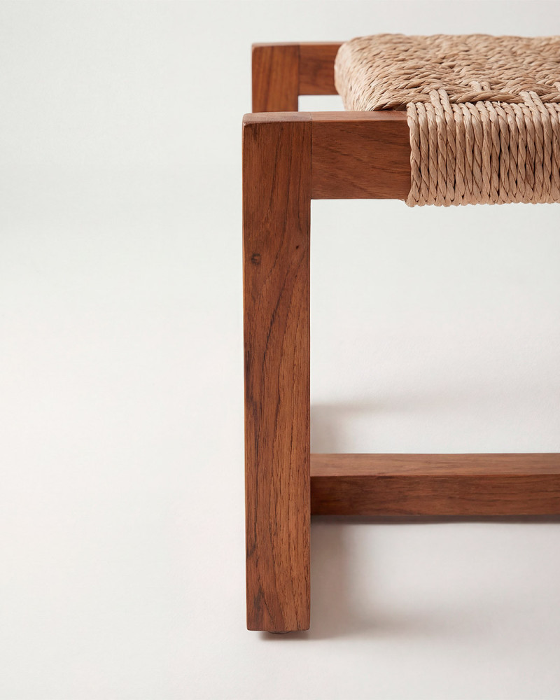 Banqueta natural madera teca salon RIVELLO | Rey Home
