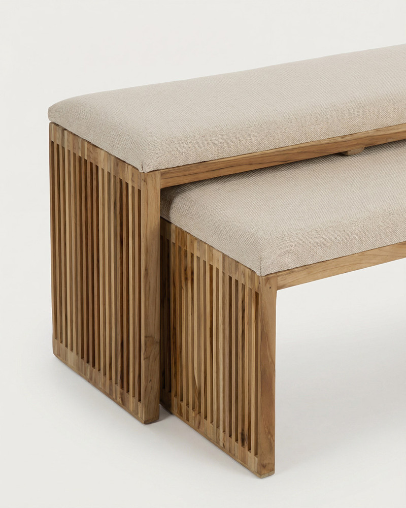 Vista detalle Banco set 2 piezas madera teca TOSCA