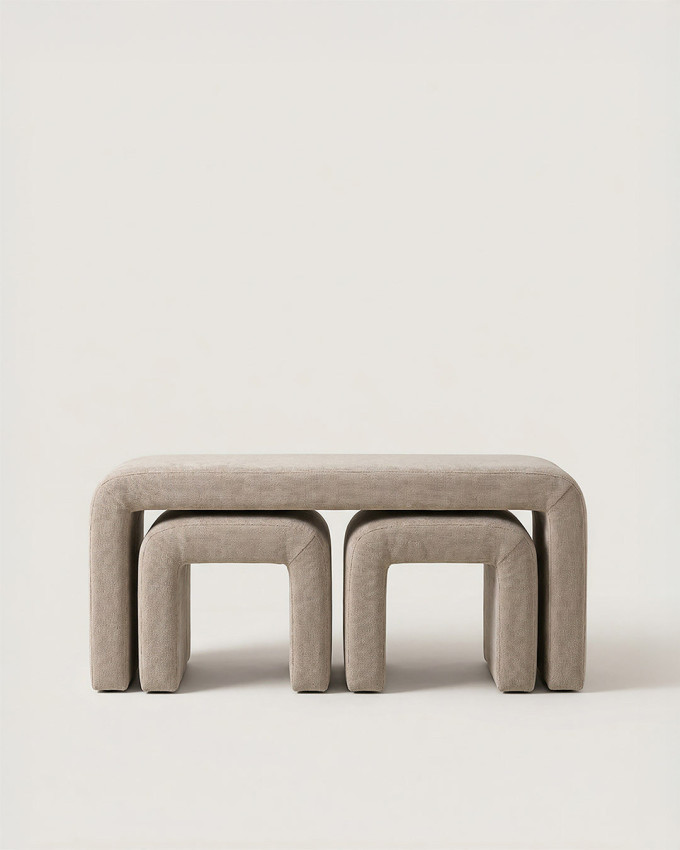 Banco set 3 piezas tapizado beige VIGAR