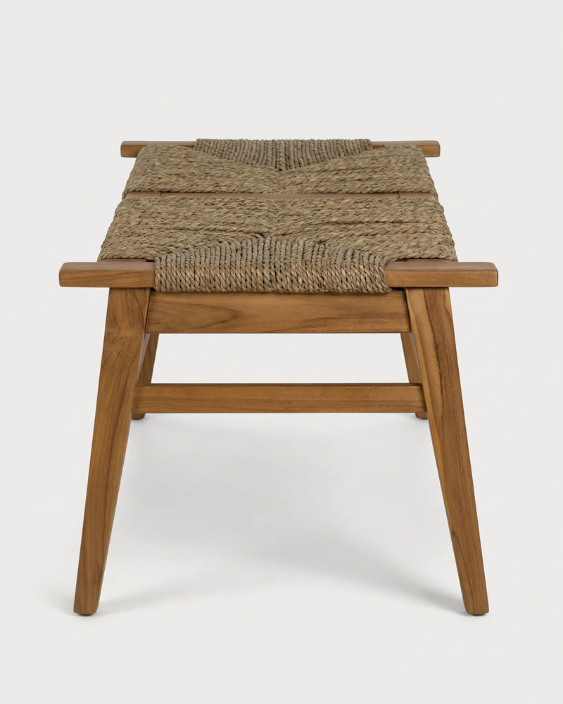 Vista lateral Banco natural madera teka SORREN