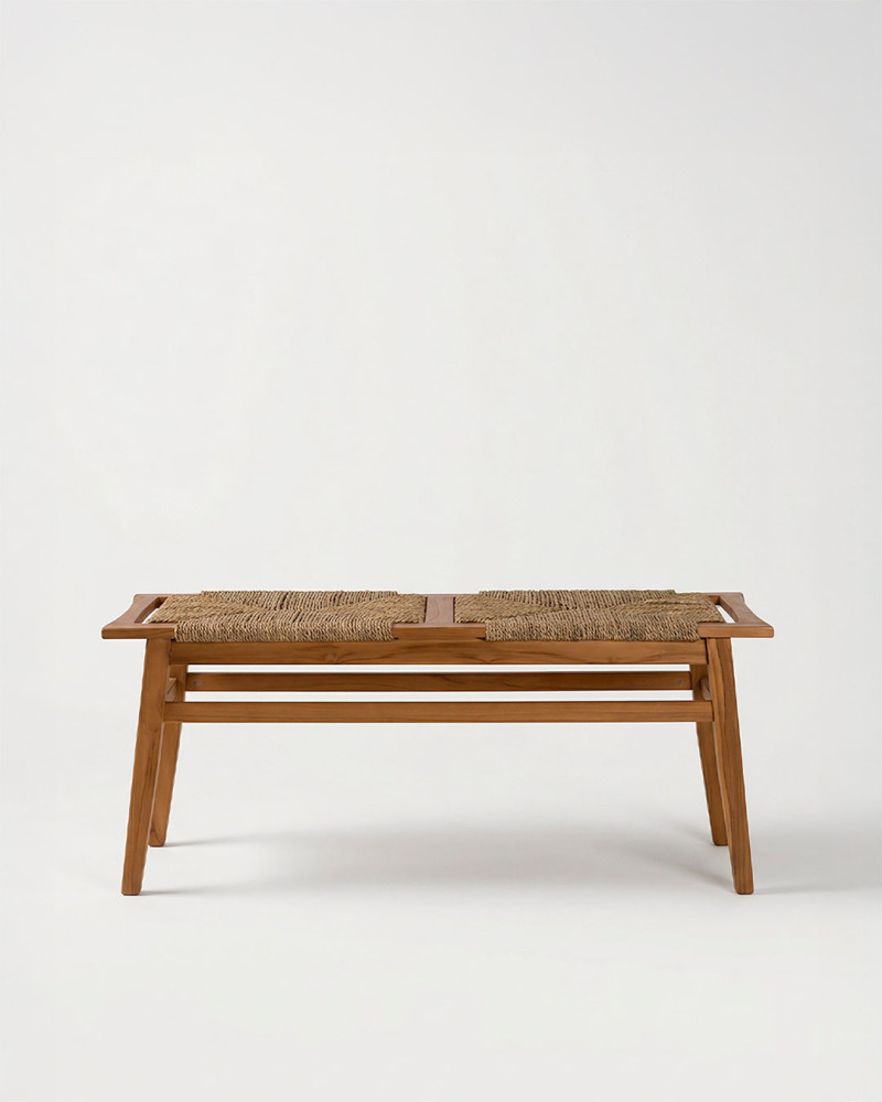 Vista frontal Banco natural madera teka SORREN