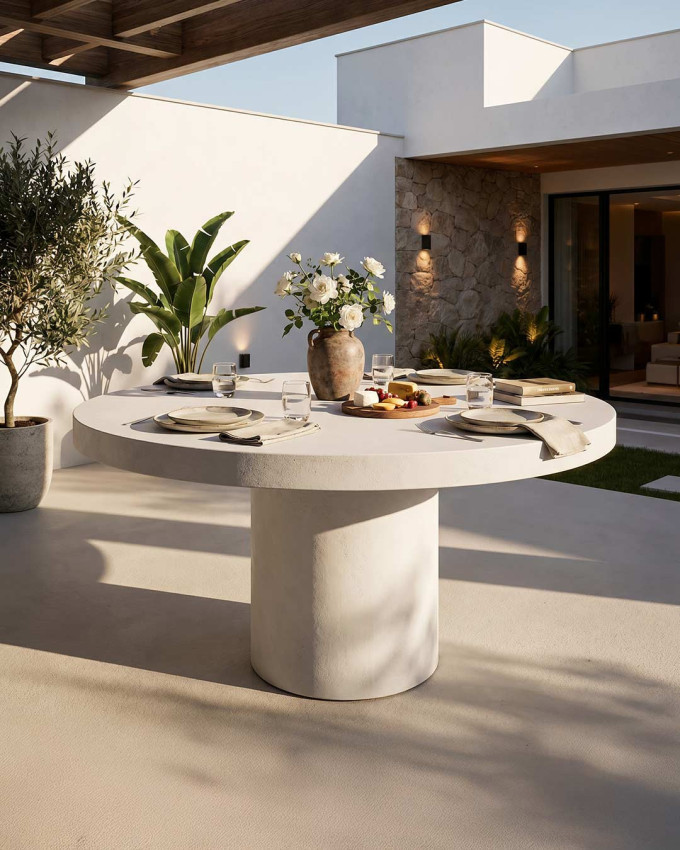 Mesa exterior redonda microcemento ARLON