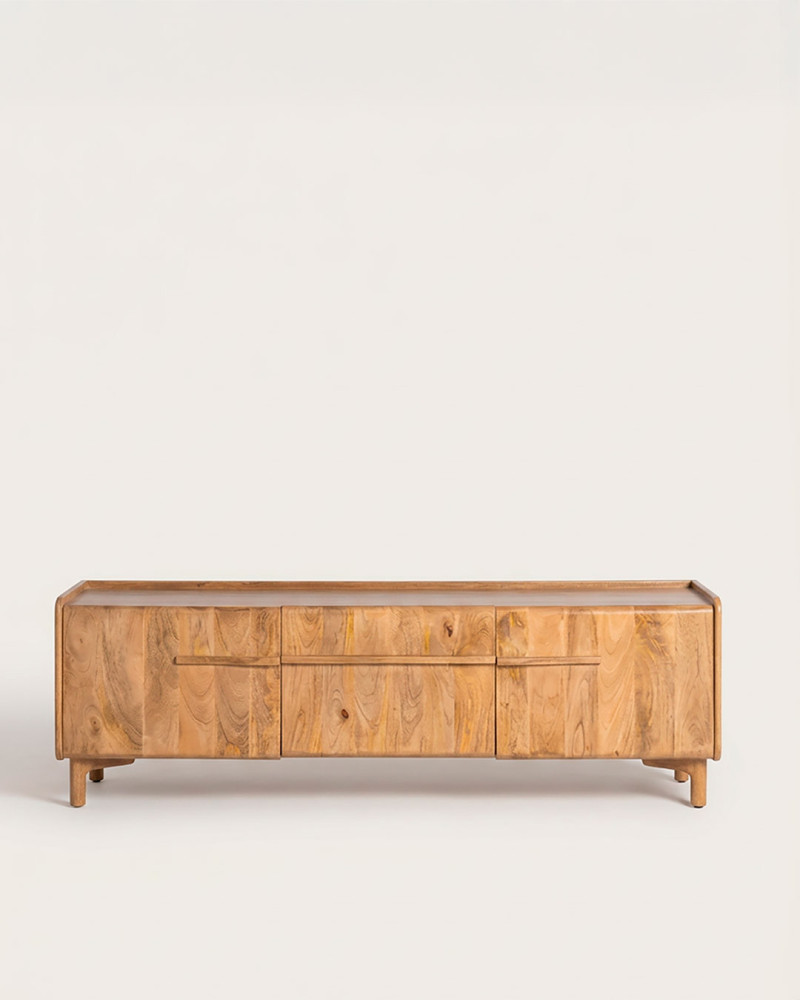 Vista frontal Mueble TV mango natural ELVA