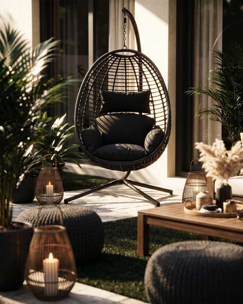 Sillón colgado exterior ratán ALVOR-ambiente