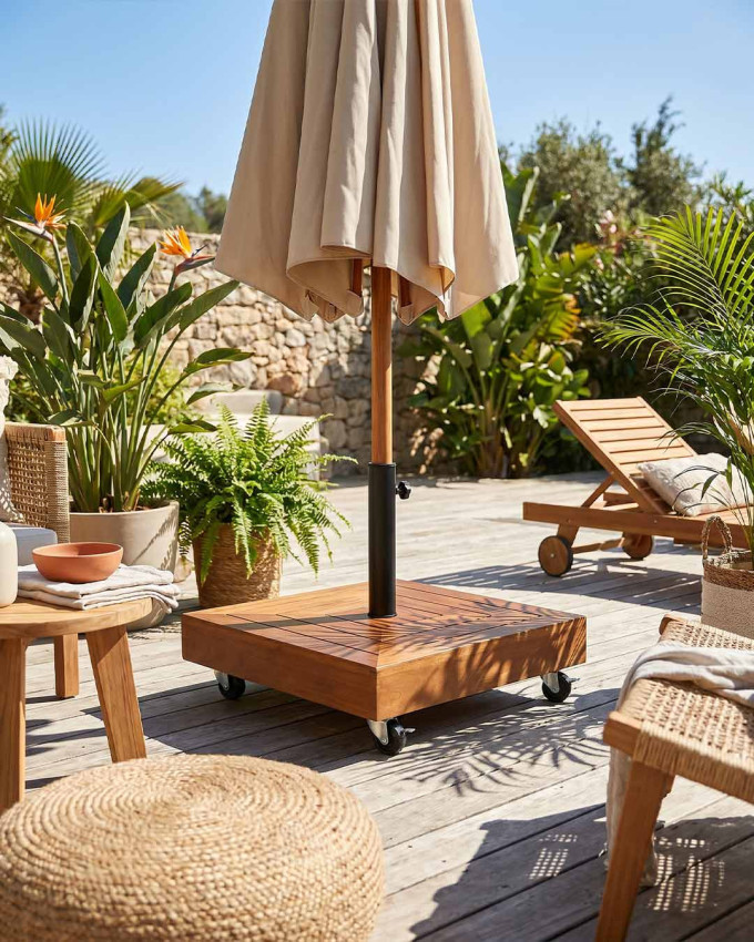 Base parasol eucalipto ruedas NAREN