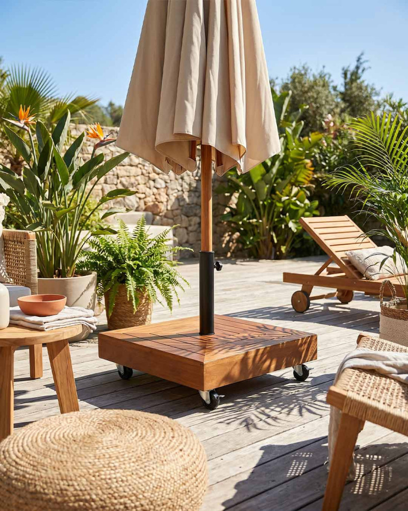 Base parasol eucalipto ruedas NAREN-ambiente