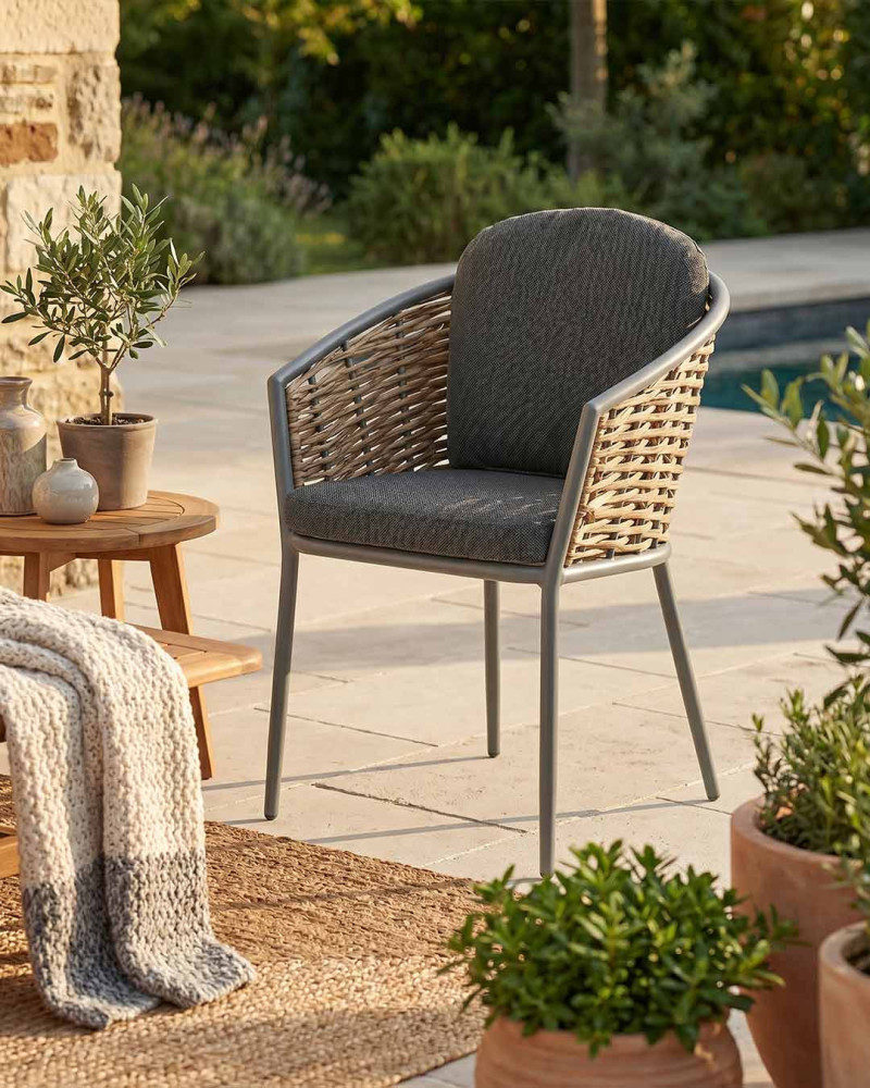 Silla exterior ORBEL-ambiente gris
