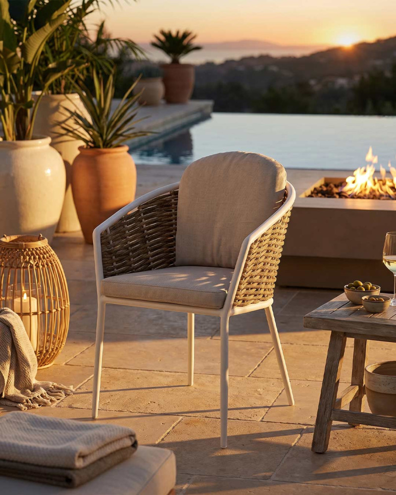 Silla exterior ORBEL-ambiente beige