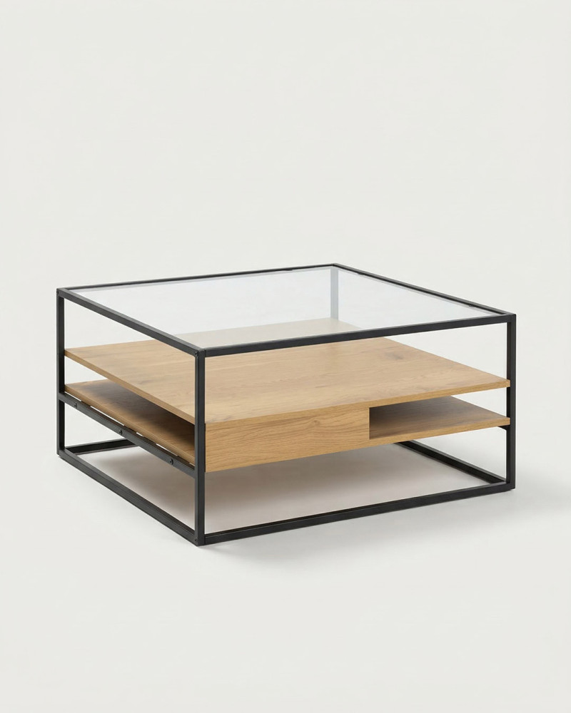 Comprar mesa de centro cuadrada tapa cristal MATS | Rey Home