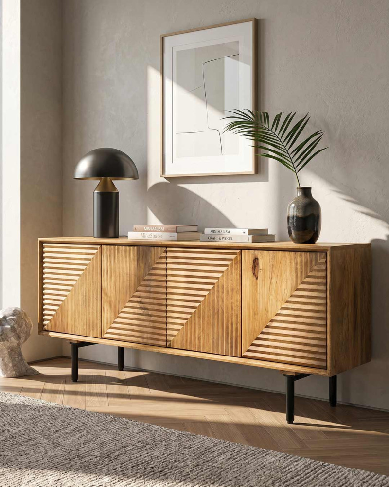 Descubre el mueble de tv en madera maciza de mango CORFÚ