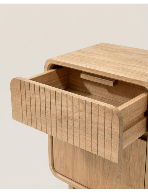 Mesita Teka Eyre Cajón Puerta TARVIA | Rey Home