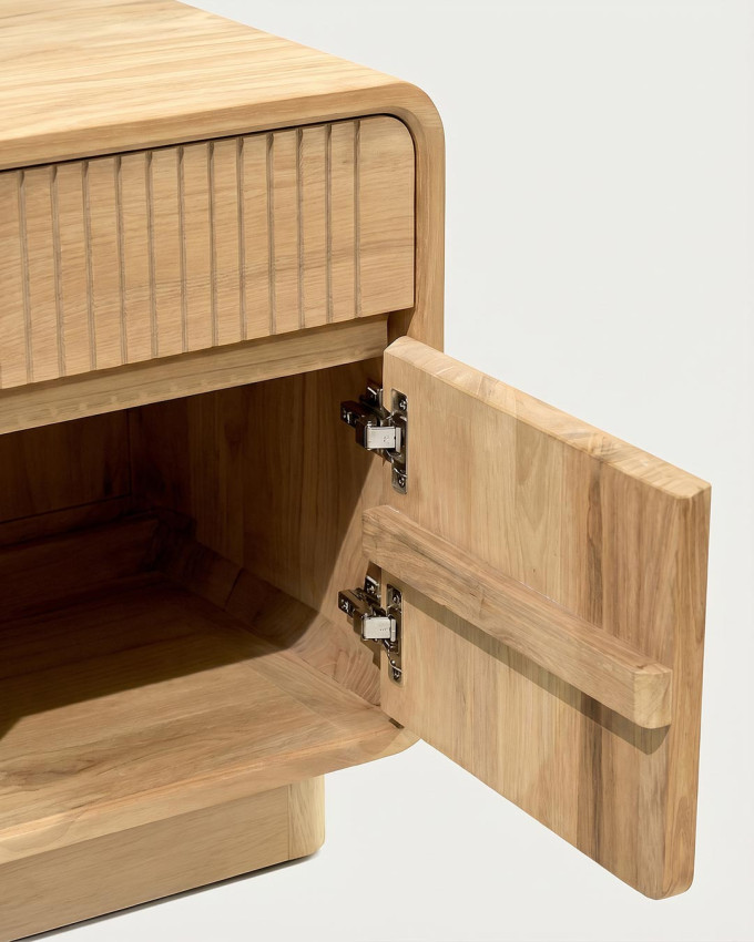 Mesita teka 1 cajón y 1 puerta TARVIA