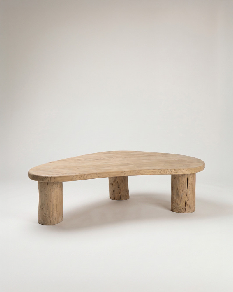 Mesa centro madera de olmo SOLARA frente