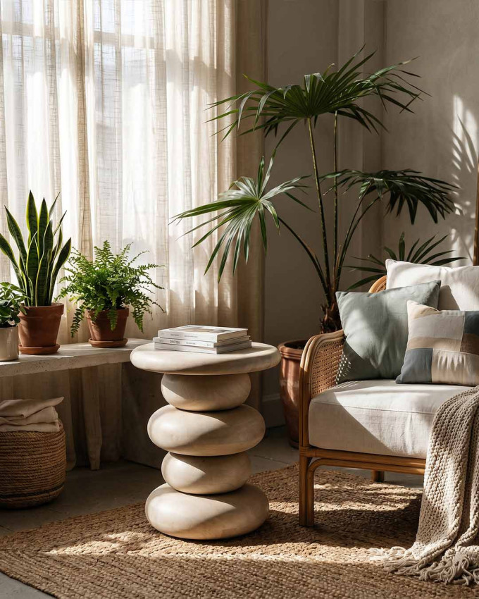 Mesa auxiliar  madera mango KORVEN