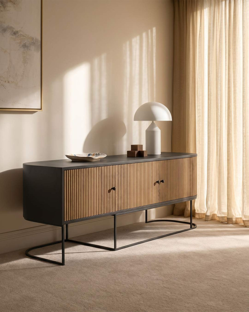 Mueble TV 3 puertas formas redondeadas NORIVA ambiente