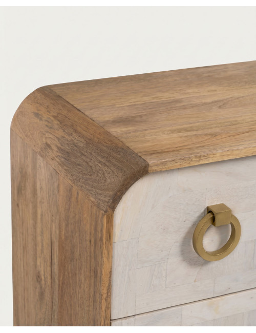 Cómoda blanco y madera RIVELA detalle