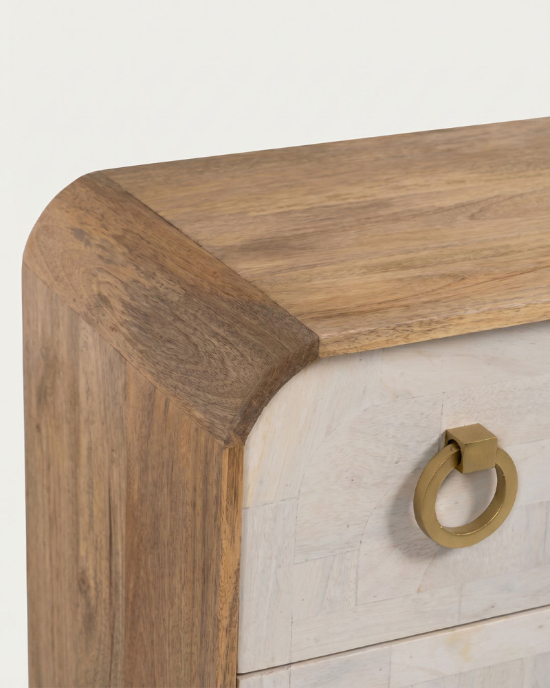 Cómoda blanco y madera RIVELA detalle