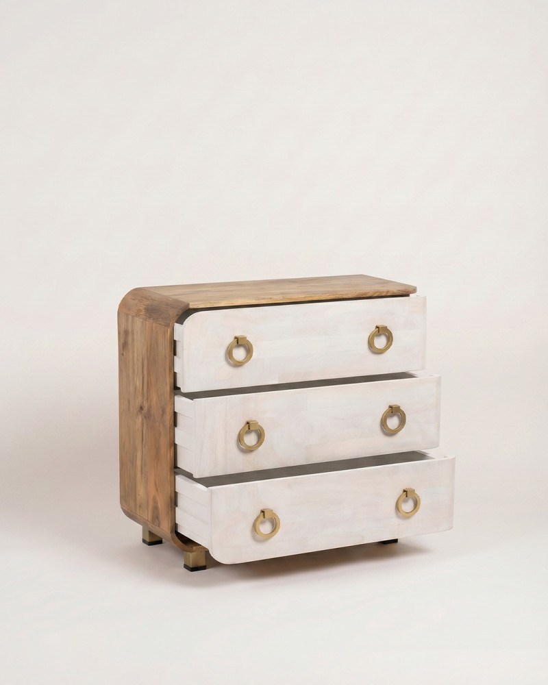 Cómoda blanco y madera RIVELA izquierda