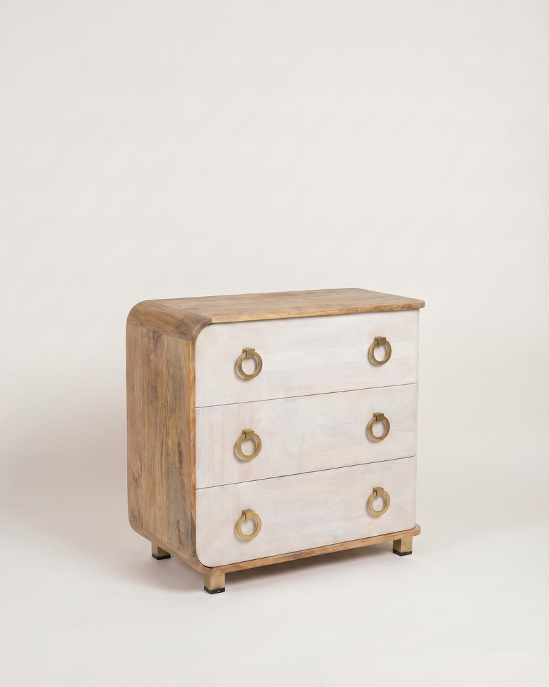 Cómoda blanco y madera RIVELA izquierda