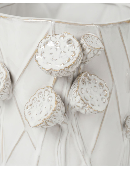 Jarrón flores blanco TULUM detalle