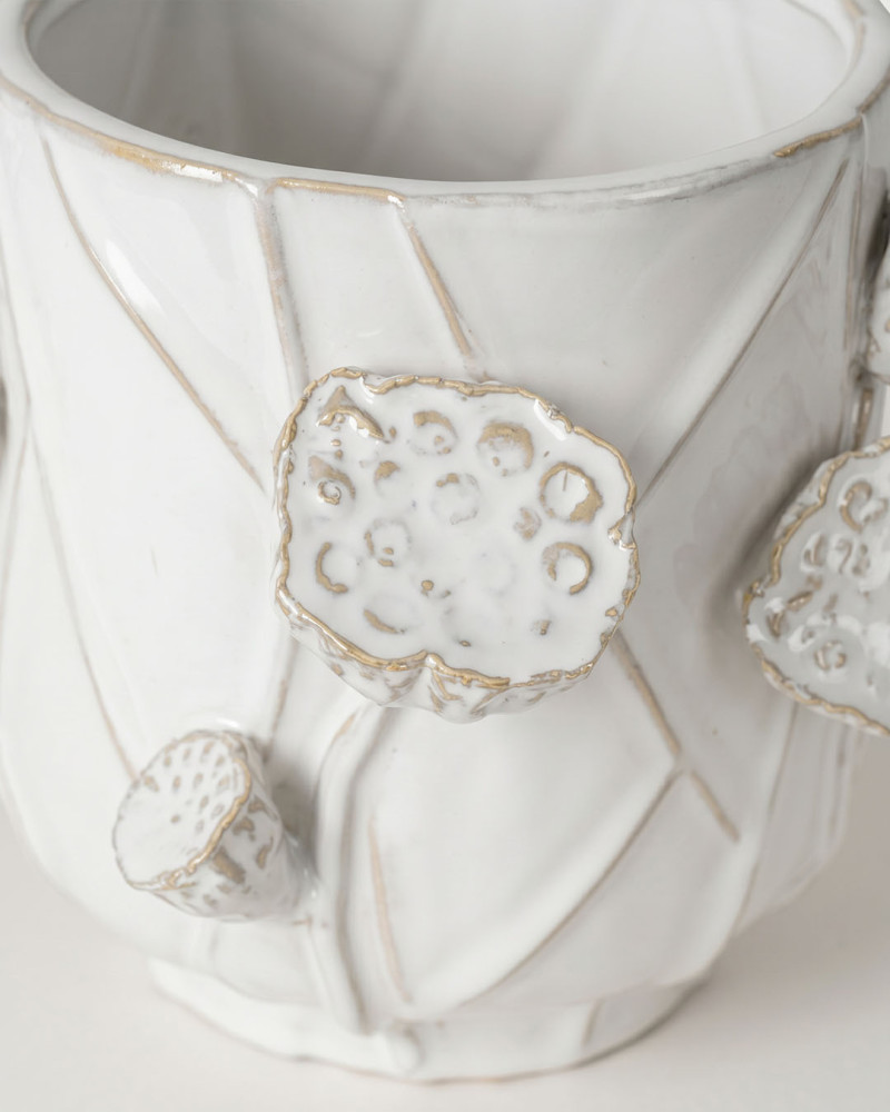 Jarrón flores blanco TULUM detalle