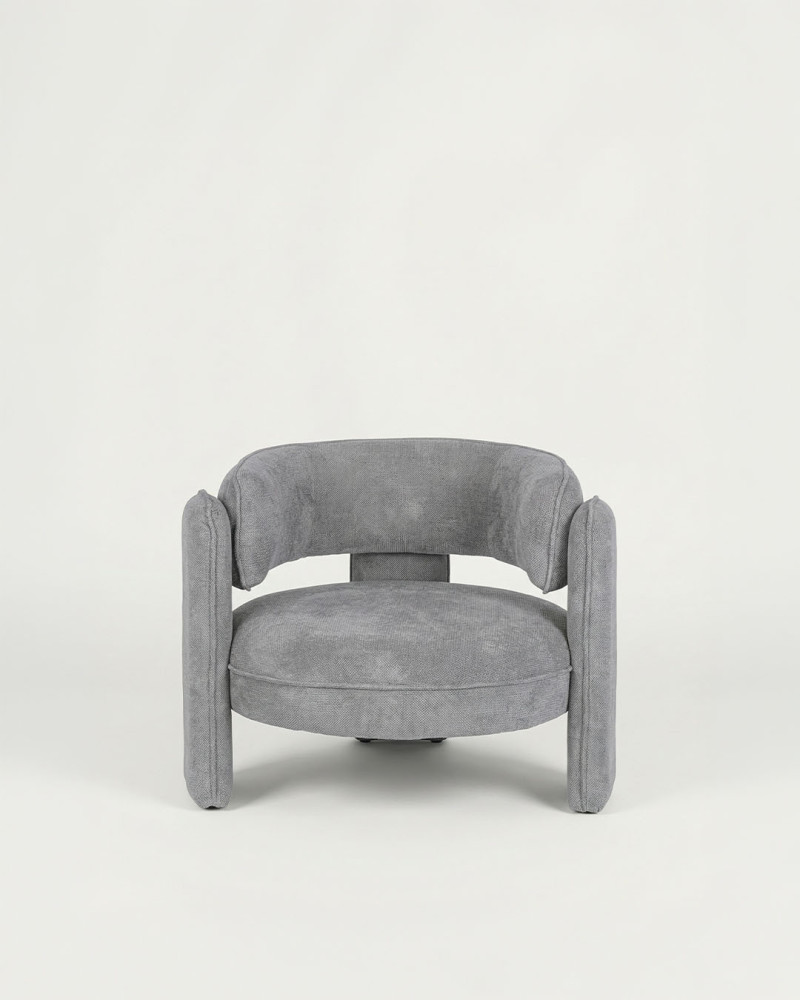 Sillón redondo ALIA vista frontal gris