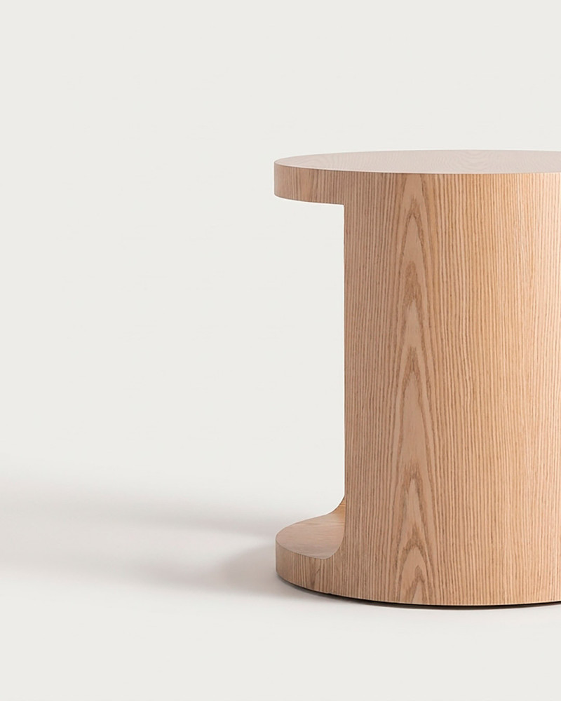 Mesa auxiliar natural KELAN lateral detalle