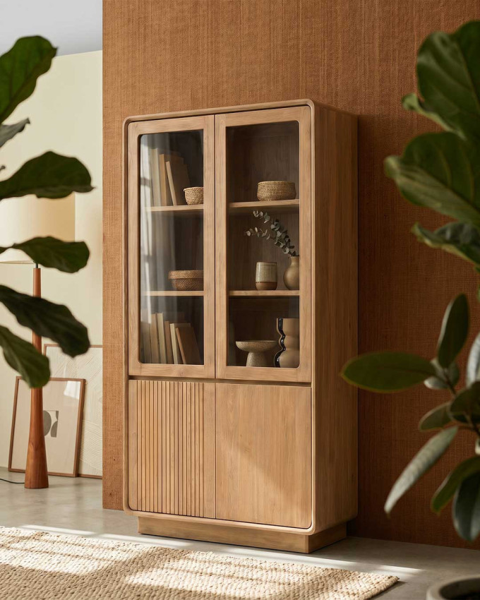 Vitrina de madera de teca ZENOR