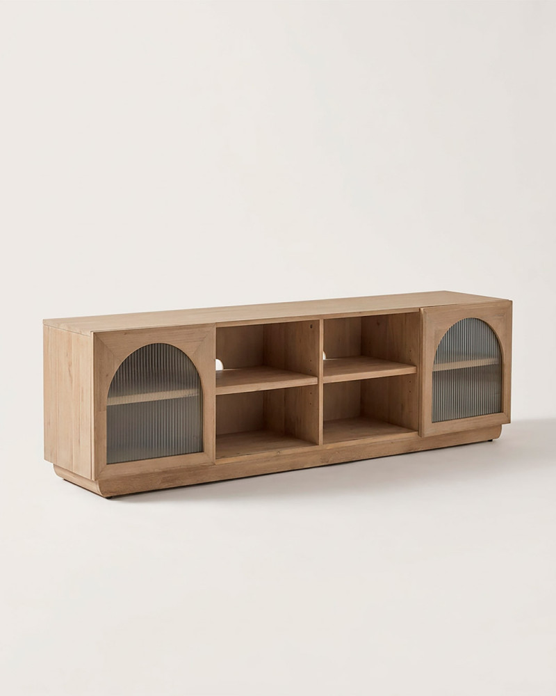 Mueble tv con cristales en forma de arco MOKA-lado