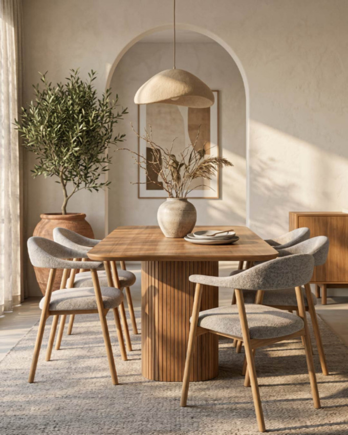 Pack 2 sillas comedor con reposabrazos tostada LIV