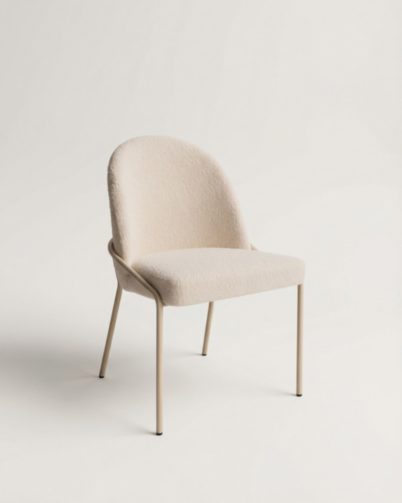 Silla de comedor pata metálica blanca SANA tres cuartos