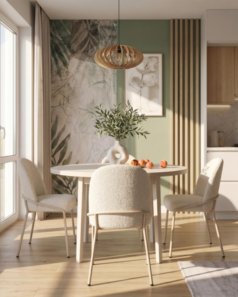 Silla de comedor pata metálica blanca SANA decorada 2