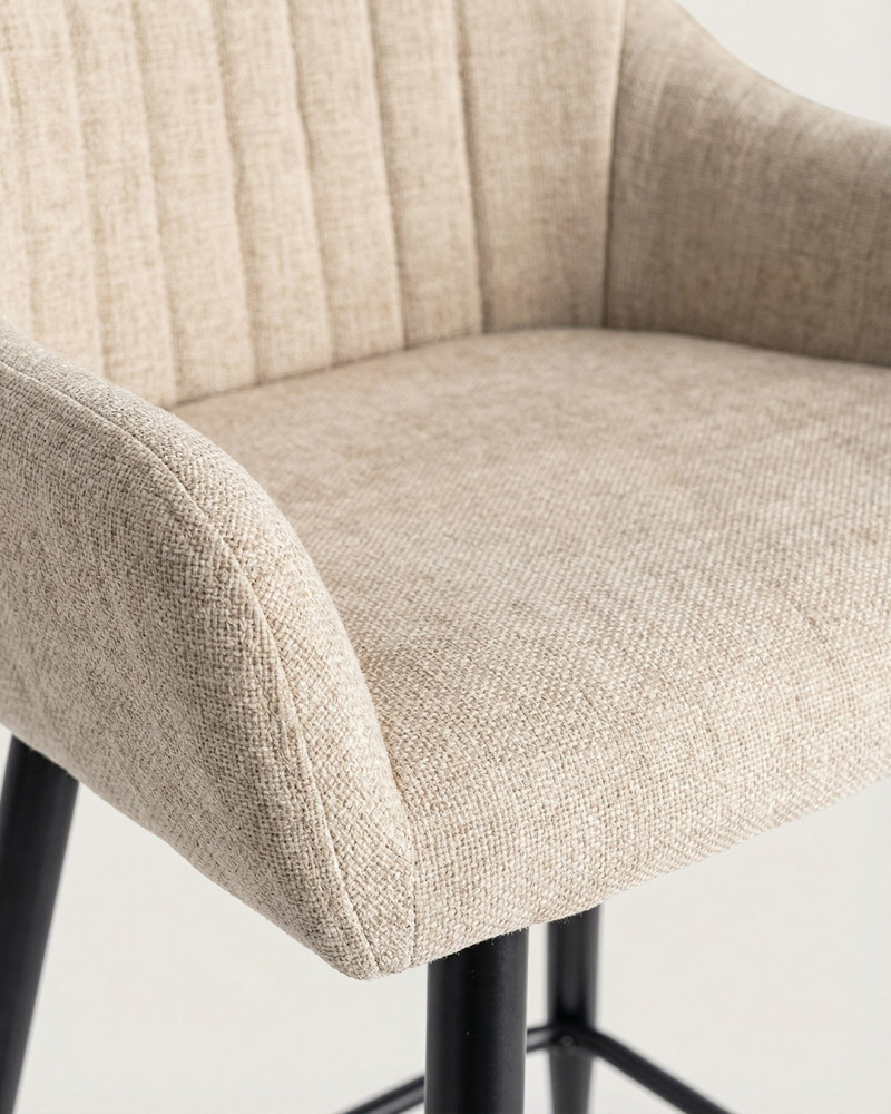 Taburete alto tejido reposabrazos LIVA detalle asiento