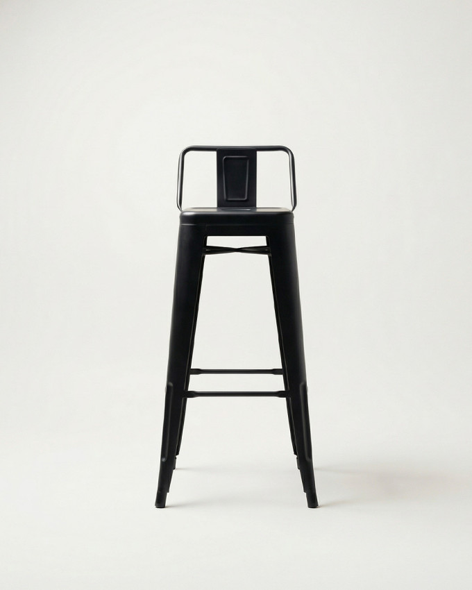 Taburete tolix negro madera SALVORI