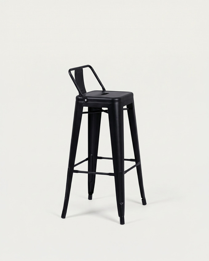 Taburete tolix negro madera SALVORI