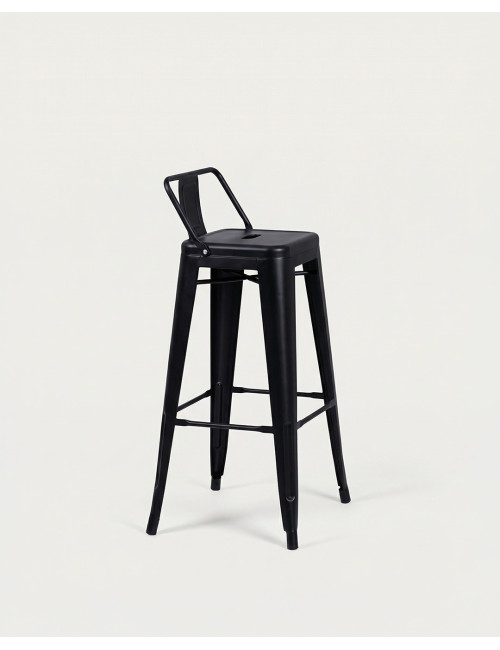 Taburete tolix negro madera SALVORI lateral negro