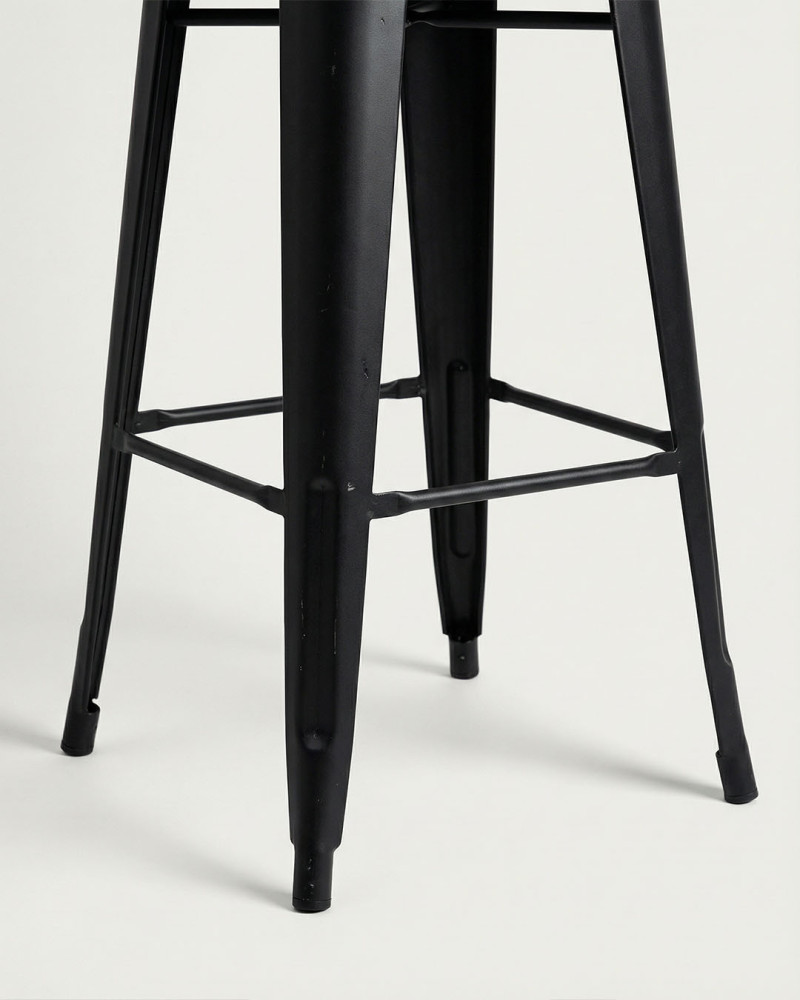 Taburete tolix negro madera SALVORI detalle patas negro