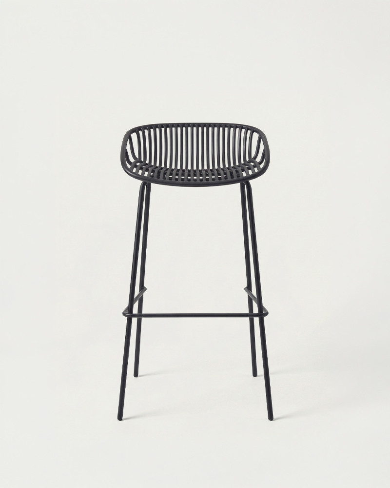 Taburete alto negro polipropileno VENDARO | Rey Home