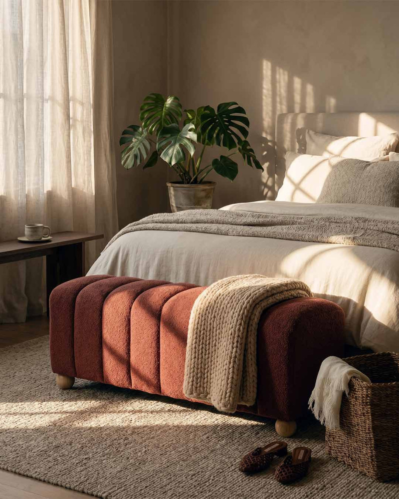 Banco 2 plazas blanco boucle MARCEL | Rey Home