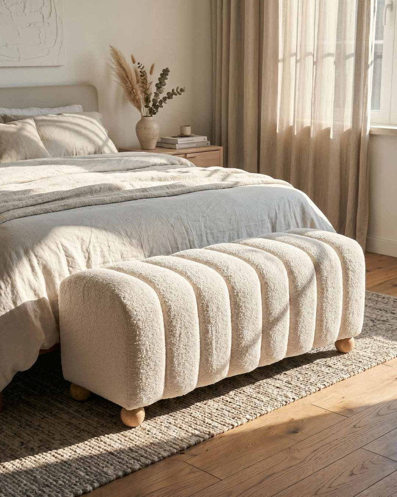 Banco 2 plazas blanco boucle MARCEL | Rey Home