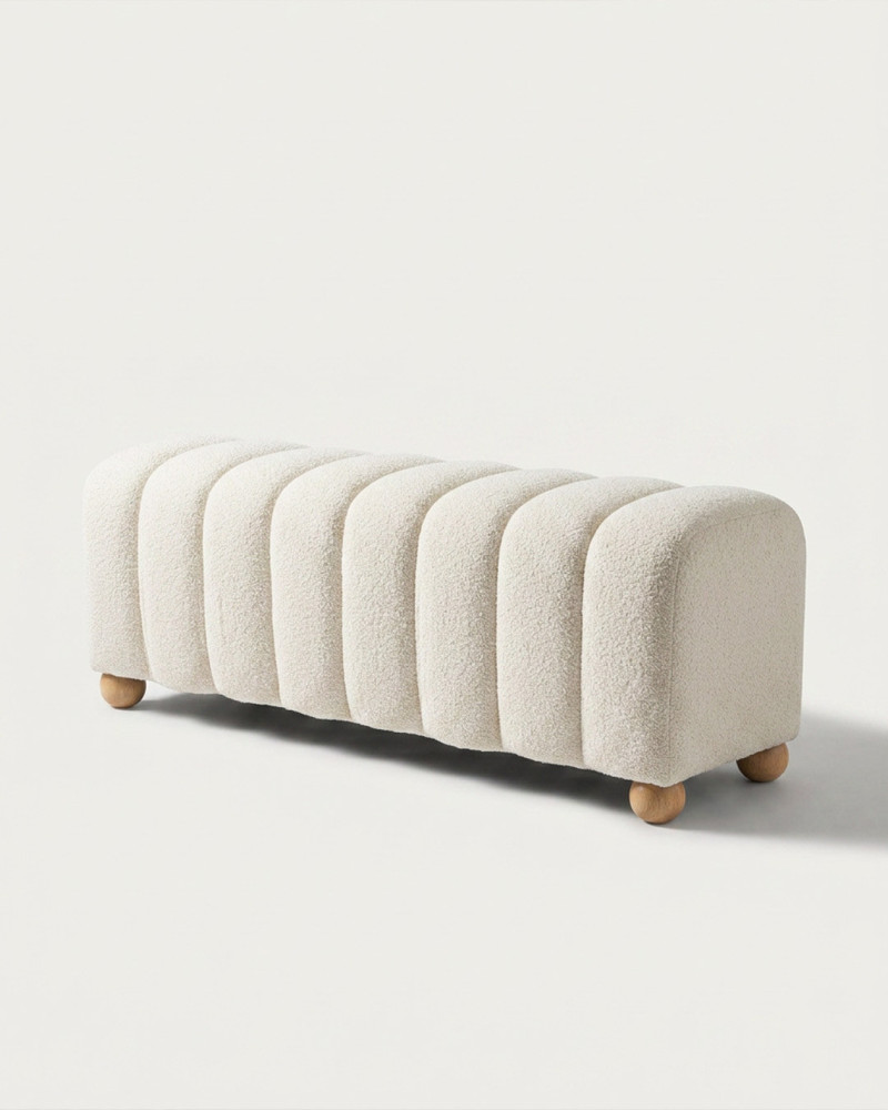 Banco 2 plazas blanco boucle MARCEL | Rey Home