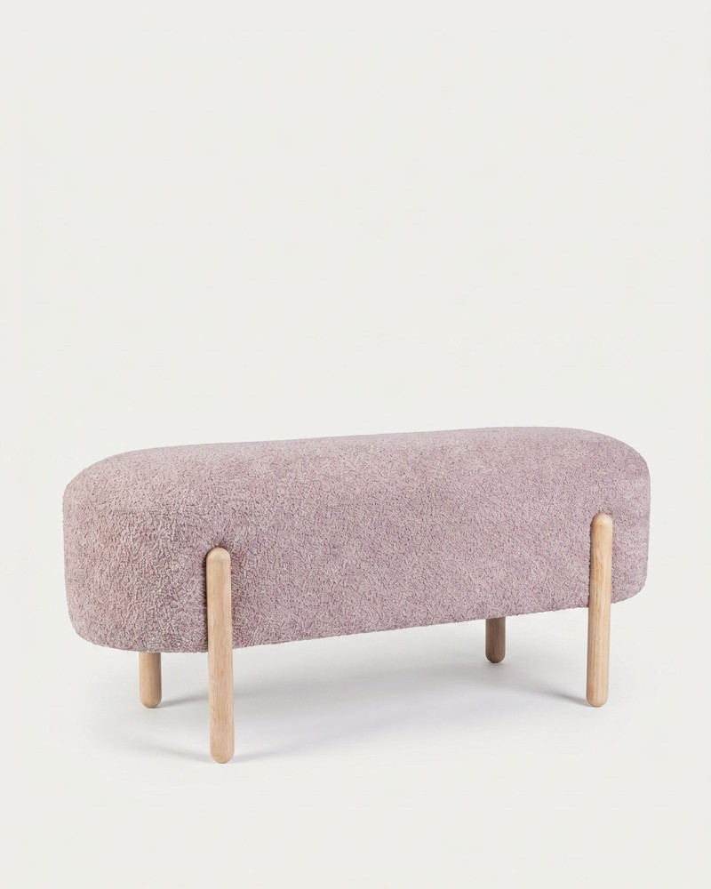 Vist perspectiva Banco tapizado bouclé VINCARO color rosa