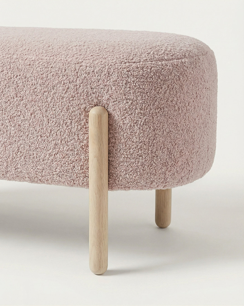 Vista detalle Banco tapizado bouclé VINCARO color rosa
