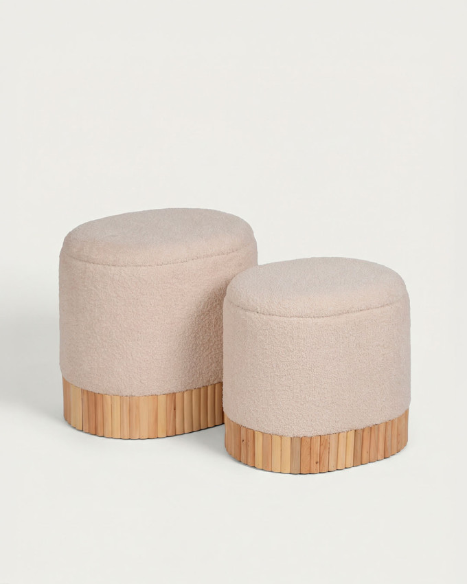 Set 2 pufs baúl base madera FERON
